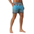 thumbnail image 4 of INSPIRE CHIC Men's Tropical Beach Color Block Drawstring Waist Mesh Lining Striped Board Shorts 28 Gray Blue, 4 of 5