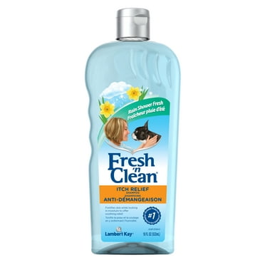 PetAg Fresh 'n Clean Itch Relief Shampoo - Rain Shower Fresh Scent Dog Shampoo - Instant Relief for Dry & Irritated Skin - 18 fl oz