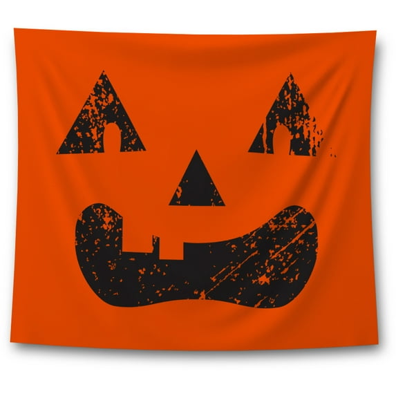 Awkward Styles Halloween Tapestry Wall Hanging Screaming Pumpkin Orange Home Decor