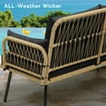 thumbnail image 2 of Dextrus Patio Furniture Wicker Outdoor Loveseat, All-Weather Rattan Conversation for Backyard, Balcony and Deck with Soft Cushions (Light Brown+Black), 2 of 5