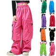 thumbnail image 5 of FAIWAD Toddler Girls Boys Cargo Pants Elastic High Waist Casual Loose Joggers Pants Kids Trendy Streetwear with Pocket 3-14Y, 5 of 5