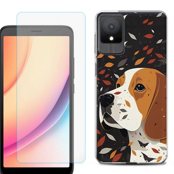 For TCL K11 Phone Case Cover, Shockproof Case with Tempered Glass Screen Protector, by OneToughShield - Beagle