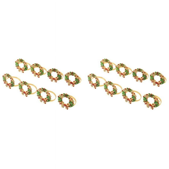 Set of 16 Napkin Ring Wreath Napkin Ring Holder for Xmas, Thanksgiving, Wedding, Holiday Party Table Decoration