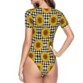 thumbnail image 3 of Uemuo Sunflowers Pattern Women's One Piece Short Sleeve Swimsuit Rash Guard Surfing Modest Quick-drying Swimsuit Beach Essentials-, 3 of 9
