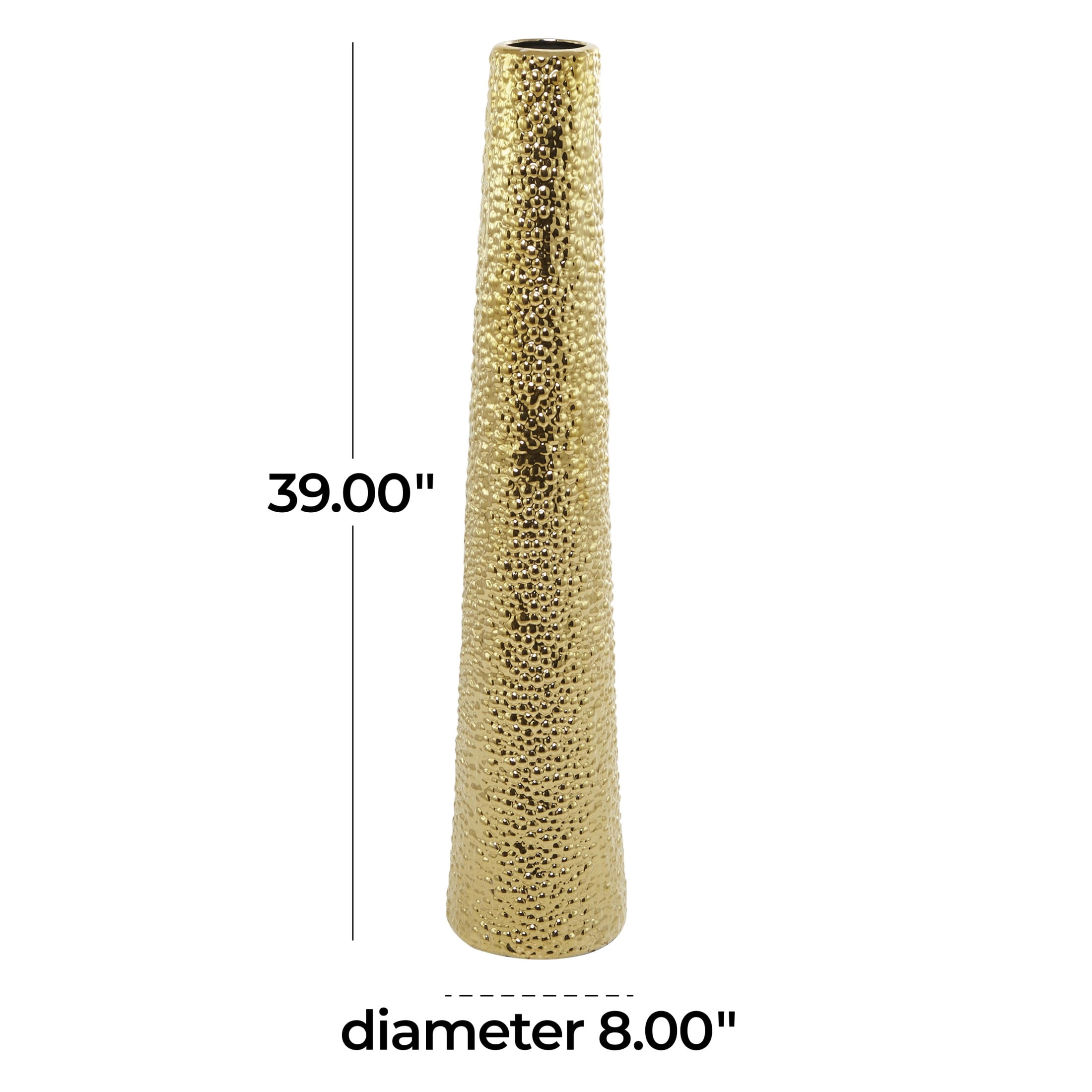 DecMode 39" Tall Gold Ceramic Vase with Bubble Texture