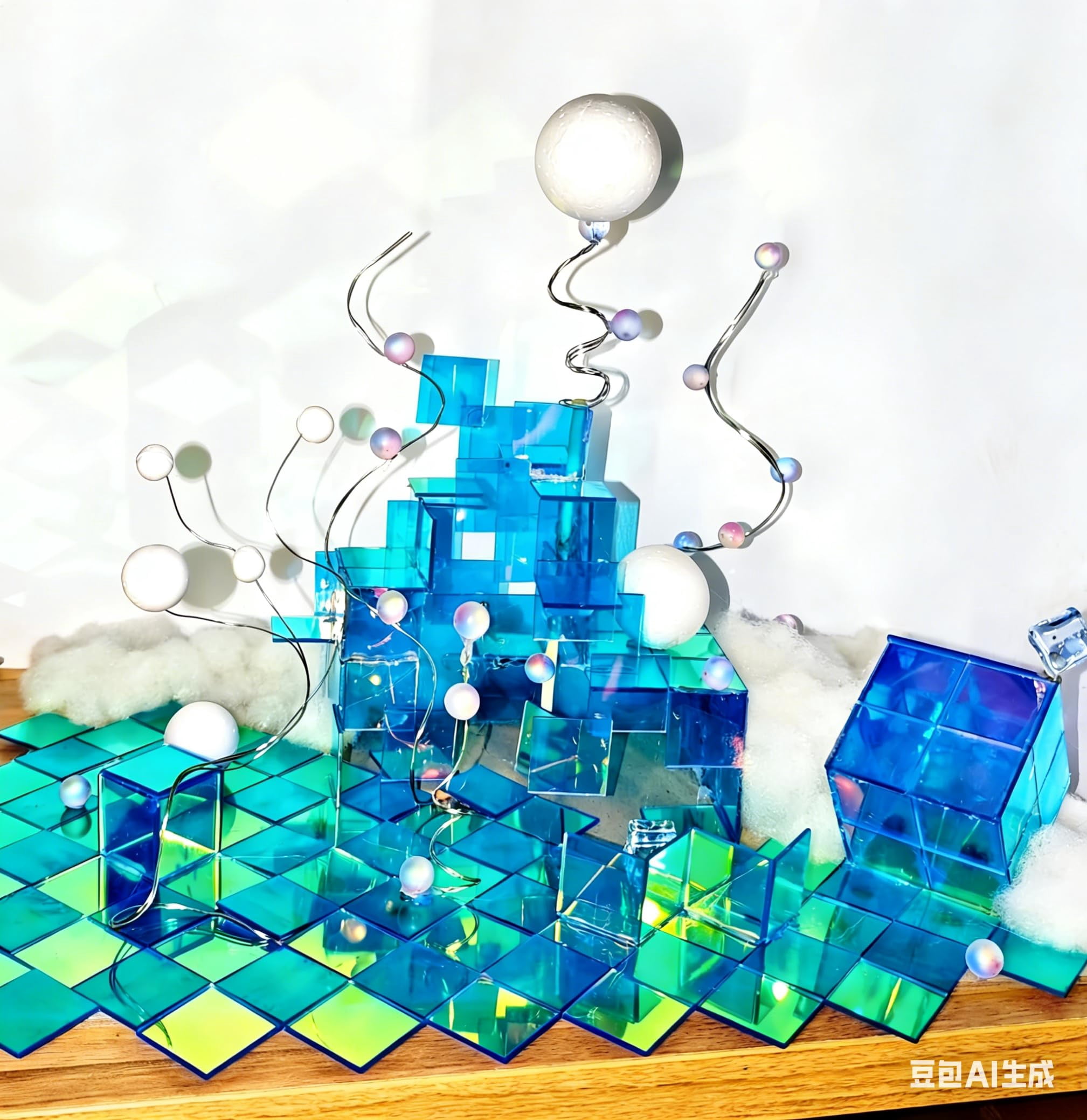 100pcs Mini Holographic Acrylic Blocks, 3/4" x 3/4" Iridescent Plexiglass Sheets for DIY Crafts, Rainbow Acrylic Tiles for Art Deco & Shadow Projects