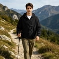 thumbnail image 5 of Sewkxo Men's Packable Rain Jacket Waterproof Lightweight Raincoat Rain Shell with Hood for Outdoor Hiking Golf Travel,Black XL, 5 of 8