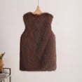 thumbnail image 5 of HAPIMO Women's Faux Fur Jackets Fashion Casual Wedding Party Vest Open Front Cardigans Fall Winter Outfits Clearance Sleeveless Outwear Solid Color Soft Fleece Coat Brown S, 5 of 5