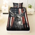 thumbnail image 3 of Manfei Woodland Moose Twin Sheets,Vintage American Flag Bedding,3 Pieces,1 Fitted Sheet and 1 Pillowcase, 3 of 6