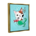 thumbnail image 4 of Stupell Industries Mermaid Cat with Fish Animals & Insects Painting Gold Floater Framed Canvas Art Print Wall Art, 17 x 21, 4 of 10