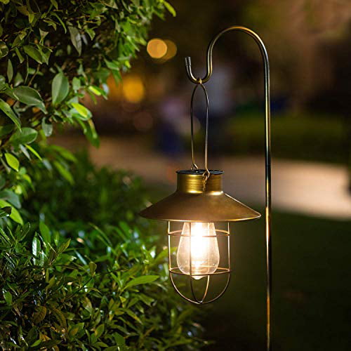 EKQ Hanging soalr Lantern Garden Solar Lights Outdoor Decorative Metal Waterproof Lights for Garden Outdoor Pathway
