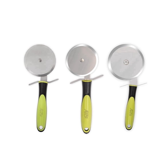 Anjali 3-Piece Pizza Cutter Set, Stainless Steel Rolling Slicers Small, Medium & Large with Ergonomic Handles