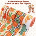 thumbnail image 2 of Husfou 4 Rolls Thanksgiving Wired Edge Ribbon for Fall, Autumn Pumpkin Buffalo Plaid Burlap Ribbon for Wreath Decorations DIY Gift Wrapping Floral Bows Craft Supplies, 2.5in x 24yd, 2 of 7