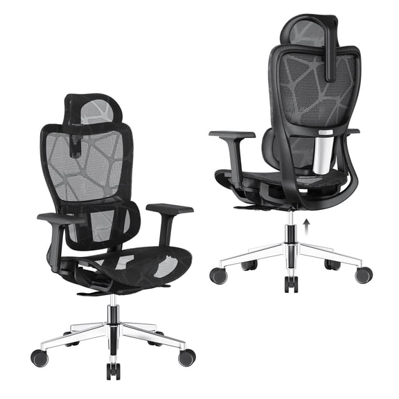 Ergonomic Office Chairs with Lumbar Support Without Footrest, High Back Mesh Gaming Chair Adjustable 4D Headrest and Armrests, Recline & Tilt Function, Mesh Seat, for Home & Office Use