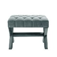 thumbnail image 3 of Kari Slate Blue Velvet Ottoman - Button Tufted, Silver Nailhead Trim, X-Legs, 3 of 7