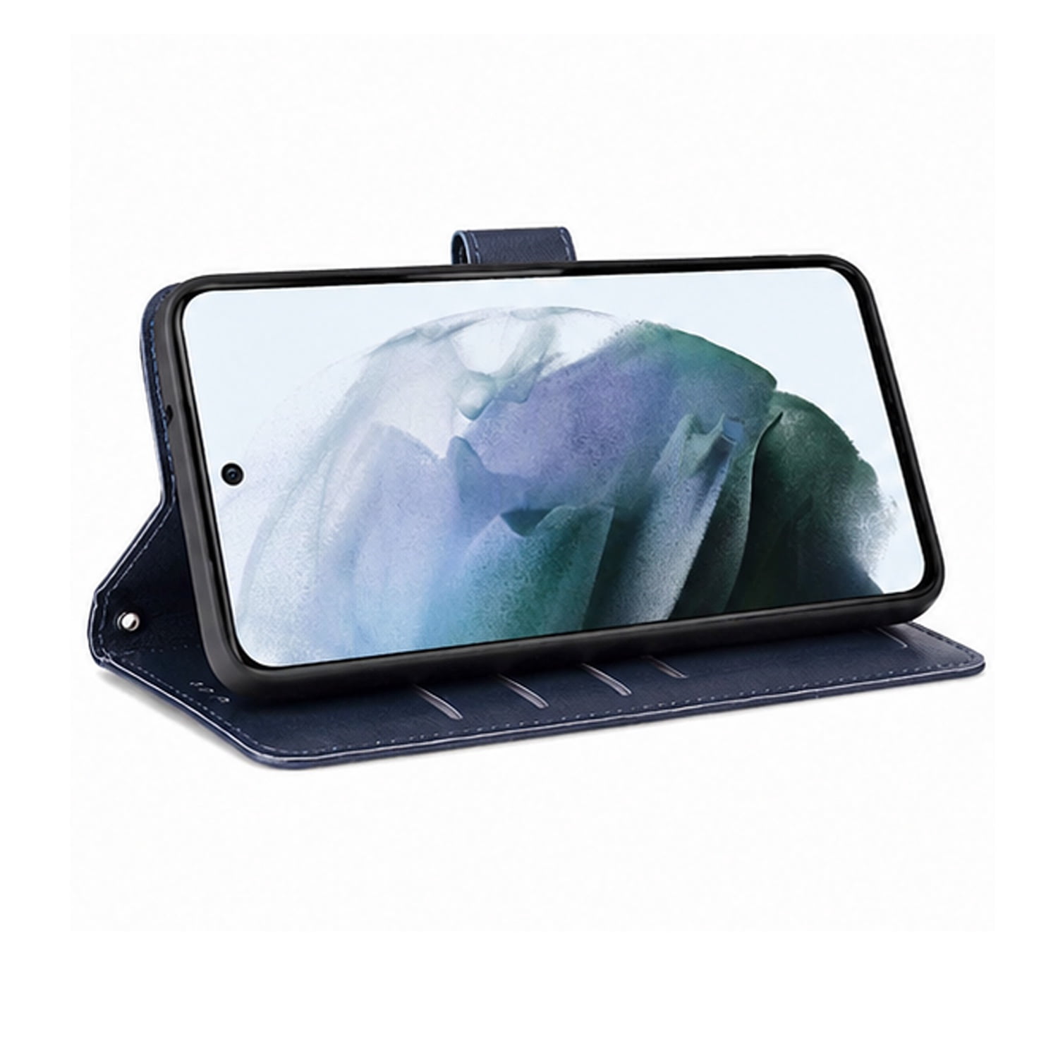 Magnetic Leather Wallet Phone Case with Card Pocket for iPhone 17 Pro Max - Blue
