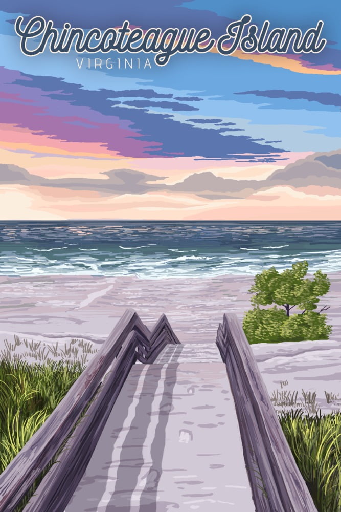 Chincoteague Island, Virginia, Beach Boardwalk Scene (16x24 Giclee