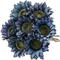 Viworld 12PCS Sunflowers Artificial Flowers 17" Long Stem Tall Artificial Sunflower Large Fake Sun Flowers Bulk Rustic Silk Faux Sunflowers with Stem for Home Wedding Party Decor(Gray Blue)