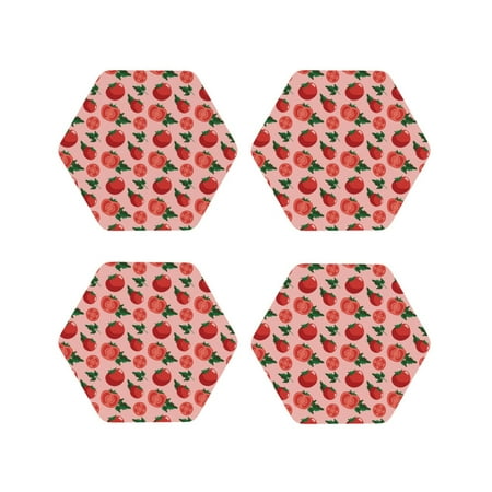

Tideii Tomatoes for Leather Coasters 4 Pieces Anti-fouling and Anti-scalding Decorative Coasters Suitable for Restaurants Kitchens Coffee Shops-Hexagon