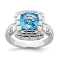 thumbnail image 3 of 925 Sterling Silver Rhodium Checker-Cut Blue Topaz Ring Size 7, 3 of 6
