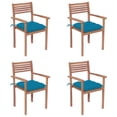 thumbnail image 2 of Conjunto de 4 sillas de jardín vidaXL de madera maciza de teca con cojines azul claro, 2 of 8