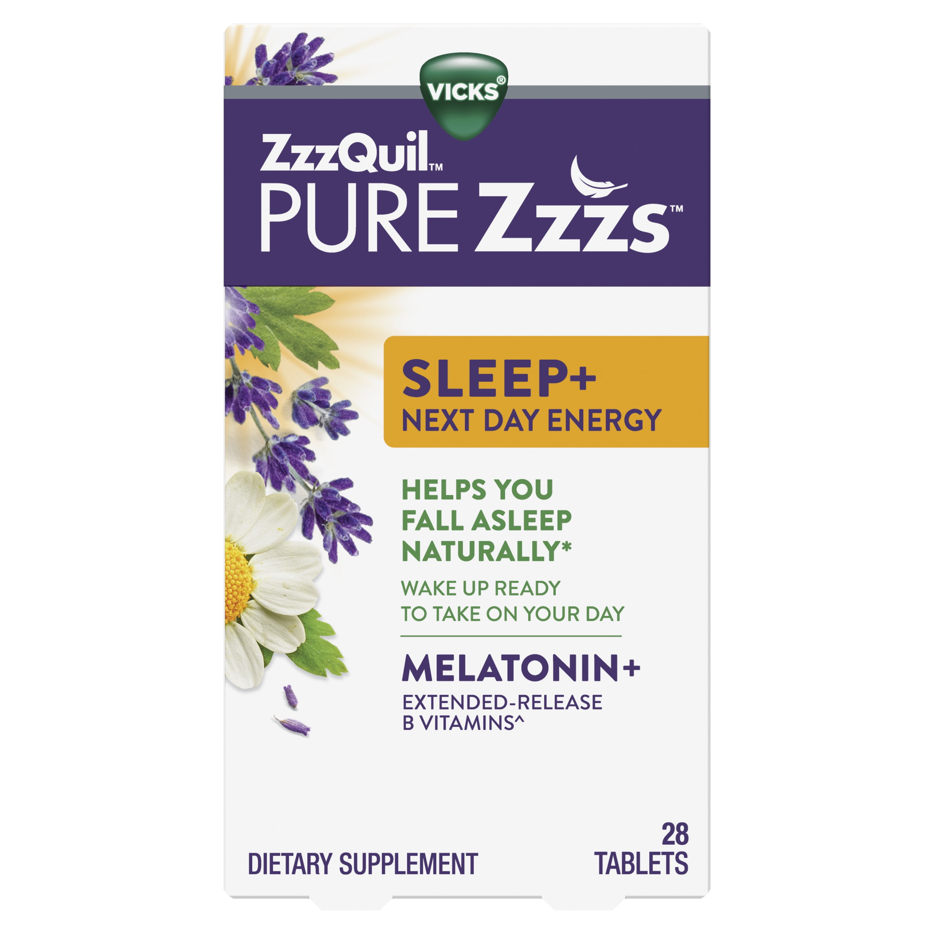 Vicks ZzzQuil Pure Zzzs Sleep + Energy Melatonin, B Vitamins