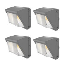 120W LED Wall Pack with Dust-to-Dawn Photocell. 5000 K 16800 Lumen, 150LM/W, [650-900W HPS/HID Equiv.] 100-277V, UL/DLC, Waterproof, Commercial Garage Awning Security Area Light ( 4 Pack )