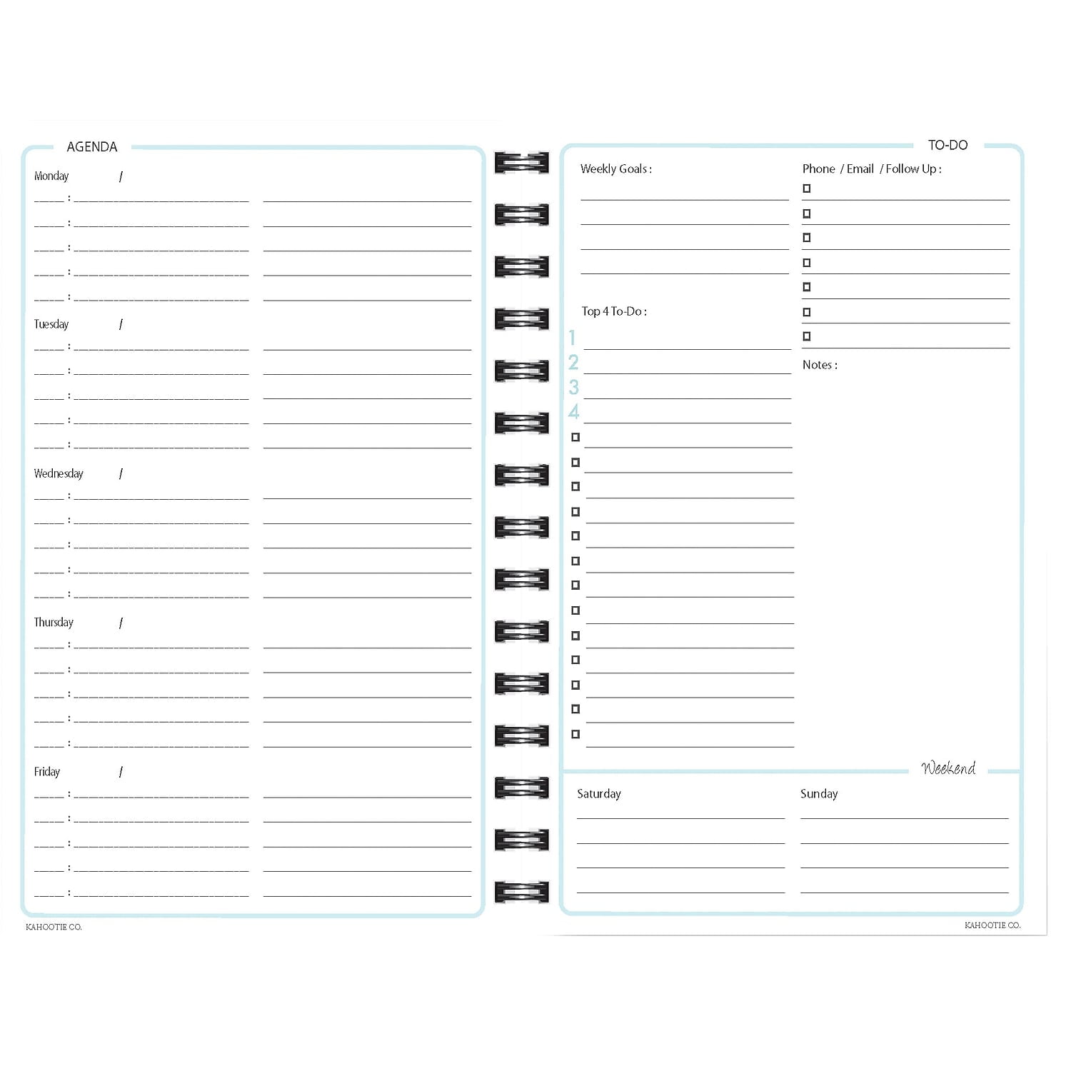Kahootie Co. Kahootie Co Weekly Planner, 6-inch x 9-inch, Teal Polka Dot (ITKWTPD)