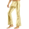 thumbnail image 3 of Runhomal Mens Shiny Metallic 70's Disco Dude Pants Costume Flared Bell Bottom Leggings Long Trousers Gold M, 3 of 7