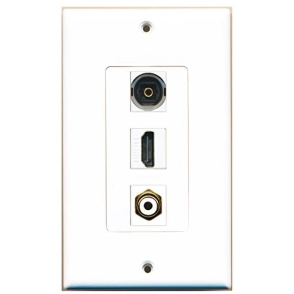 RiteAV - 1 Port HDMI 1 RCA White 1 Toslink Wall Plate Decorative