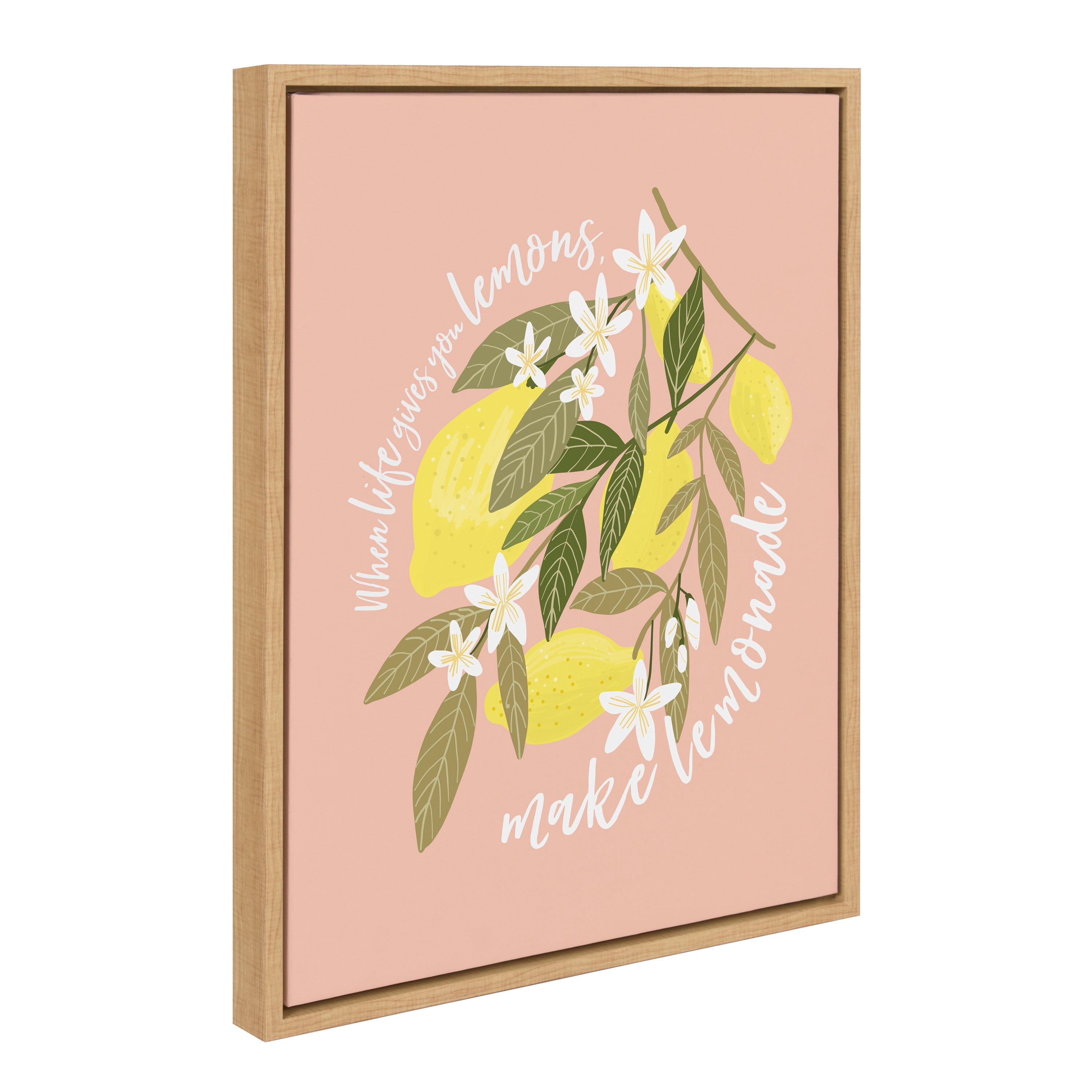 Kate and Laurel Sylvie 561 Lemons Framed Canvas Wall Art by Mia Charro, 18x24 Natural, Inspirational Fruit Art for Wall