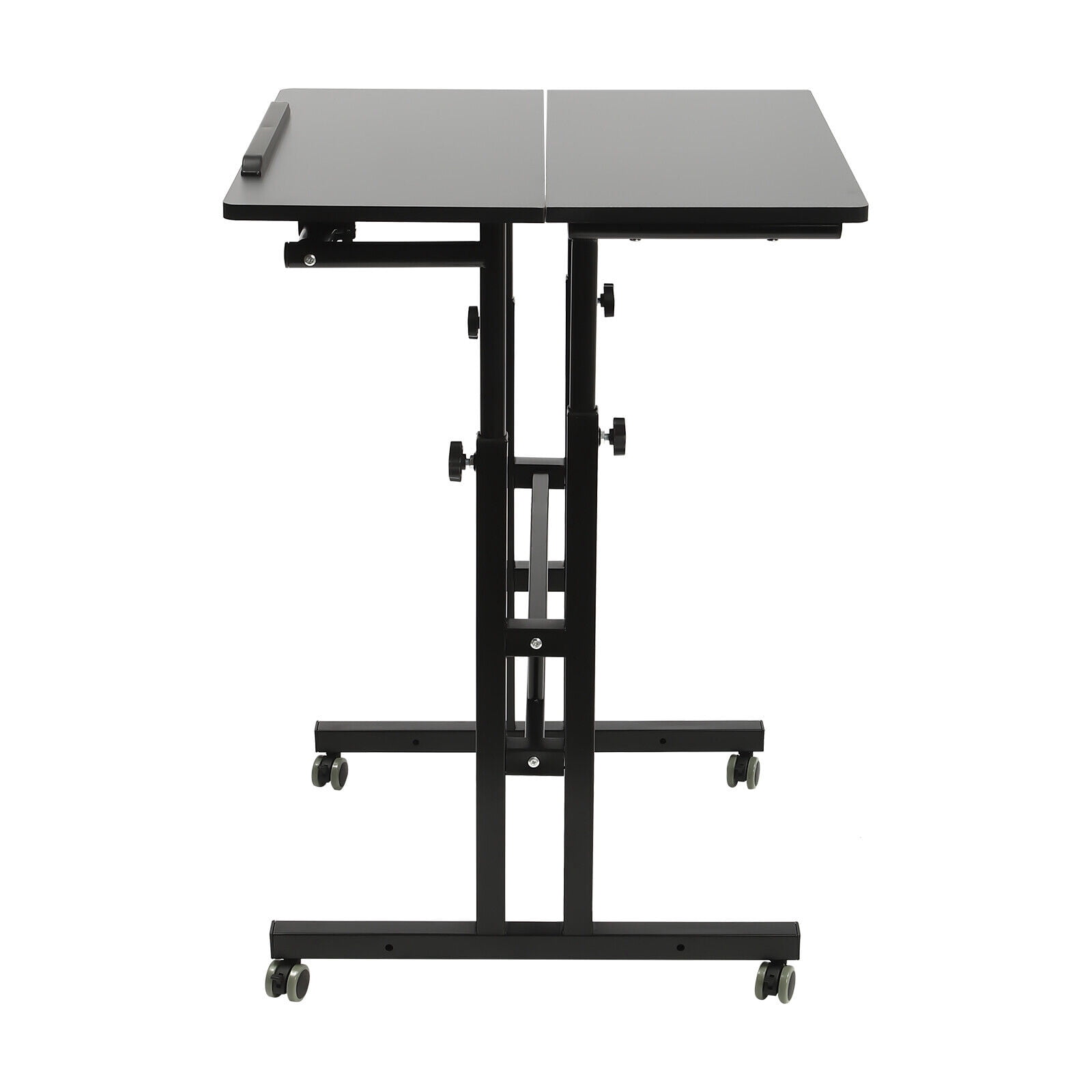 Miumaeov Mobile Stand Up Desk with Height Adjustable Standing Desk with Wheels Portable Rolling Laptop Cart for Home Office Standing or Sitting