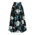 thumbnail image 5 of Unir Women Assorted Vintage Floral Print Multi-Tiered Flow Four Way Stretch Midi Skirt Drawstring Ruffle Waist Casual Side Pocket Long Bottom 1PC S-XXL Plus Size Friendly, 5 of 5