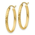 thumbnail image 2 of Primal Gold 14 Karat Yellow Gold Lightweight Diamond-cut Oval Hoop Earrings, 2 of 3