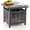 Checkerboard, variant on Outdoor Wicker Side Table with Umbrella Hole, PE Rattan Square Coffee Table with Resin Top, Metal Frame, Small End Side Table for Garden, Yard, Poolside, Deck
