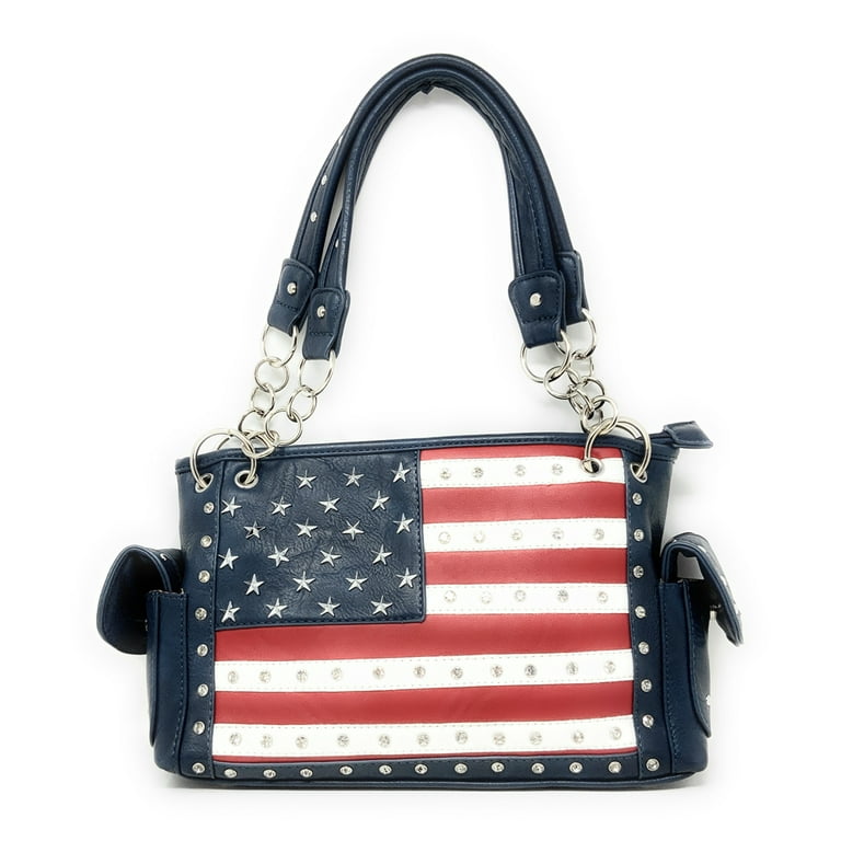 Texas West American Pride National Flag Leather Fringe Handbag