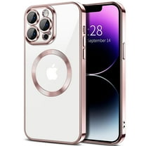 ELEHOLD MagSafe Compatible for iPhone 15 Pro Magnetic Case, Crystal Clear Back Plating Bumper Shockproof Protective Case with Camera Lens Protector for iPhone 15 Pro,Rosegold