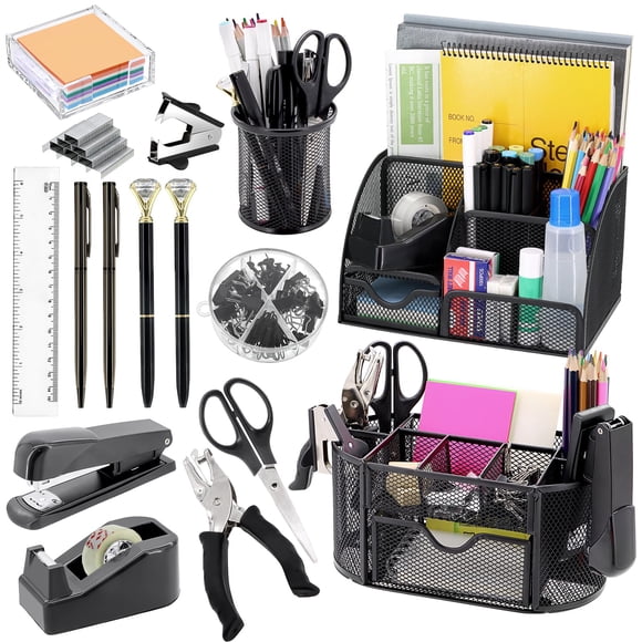 Set organizador y accesorios de escritorio Froidesente negro 17 en 1