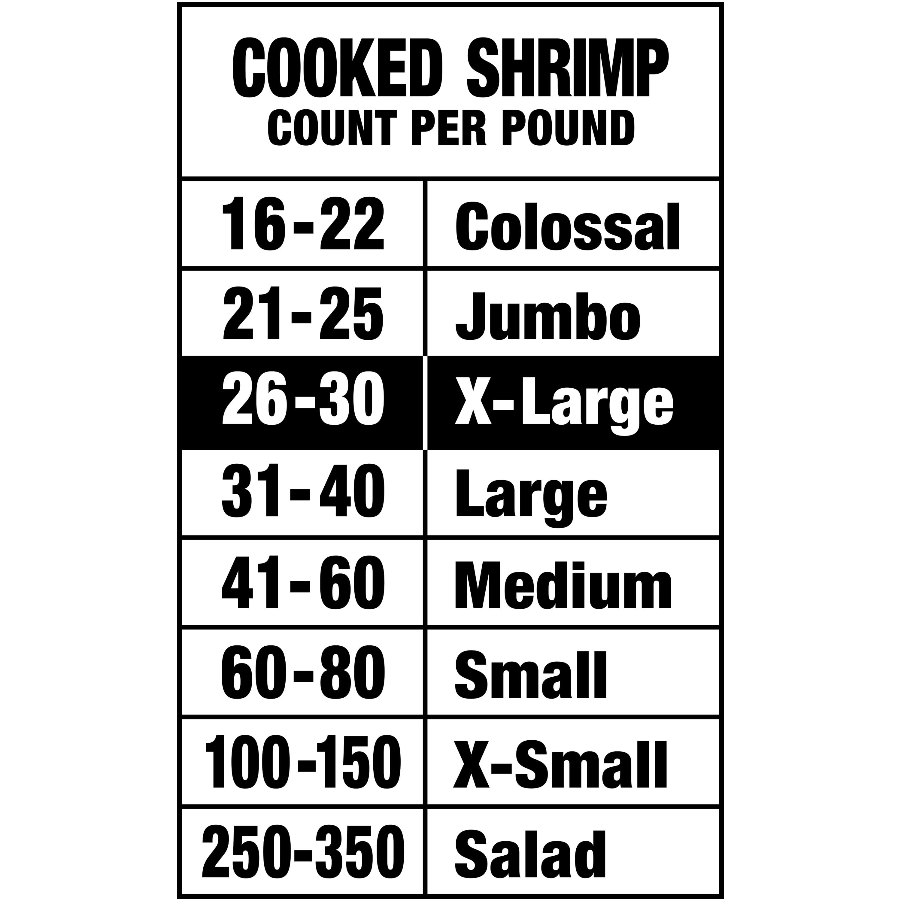 Great Value Frozen Cooked Extra Large Easy Peel Shrimp, 2 lb Bag (26 -30 Count per lb)