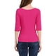 thumbnail image 3 of Camisetas casuales de mujer Inspire Chic con mangas de codo, cuello barco, ajuste slim, color rosa rojo, talla M, 3 of 7