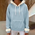 thumbnail image 5 of Jsaierl Women's Fuzzy Trim Hoodies Drawstring Sweatshirts with Kangaroo Pocket Cozy Winter Pullovers S-2XL, 5 of 8