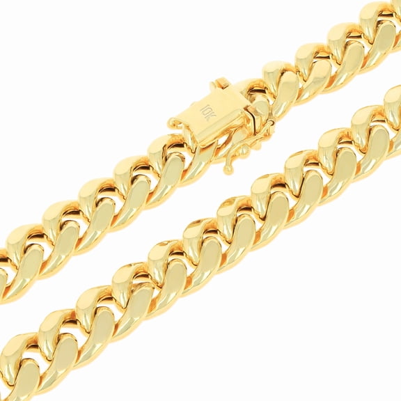 Nuragold 14k Real Yellow Gold Miami Cuban Lightweight Link 9.3mm Chain Necklace (16"-30") Italian Jewelry for Men & Women