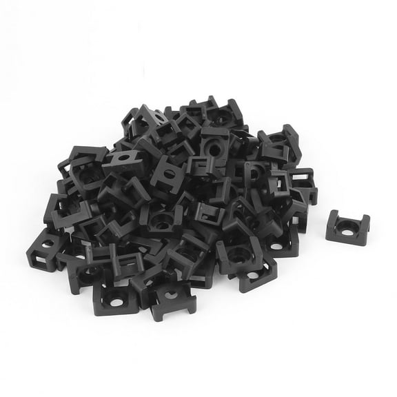 Unique Bargains 9mm Width Cable Zip Tie Mount Base Plastic Saddle Type Wire Holder Black 100Pcs