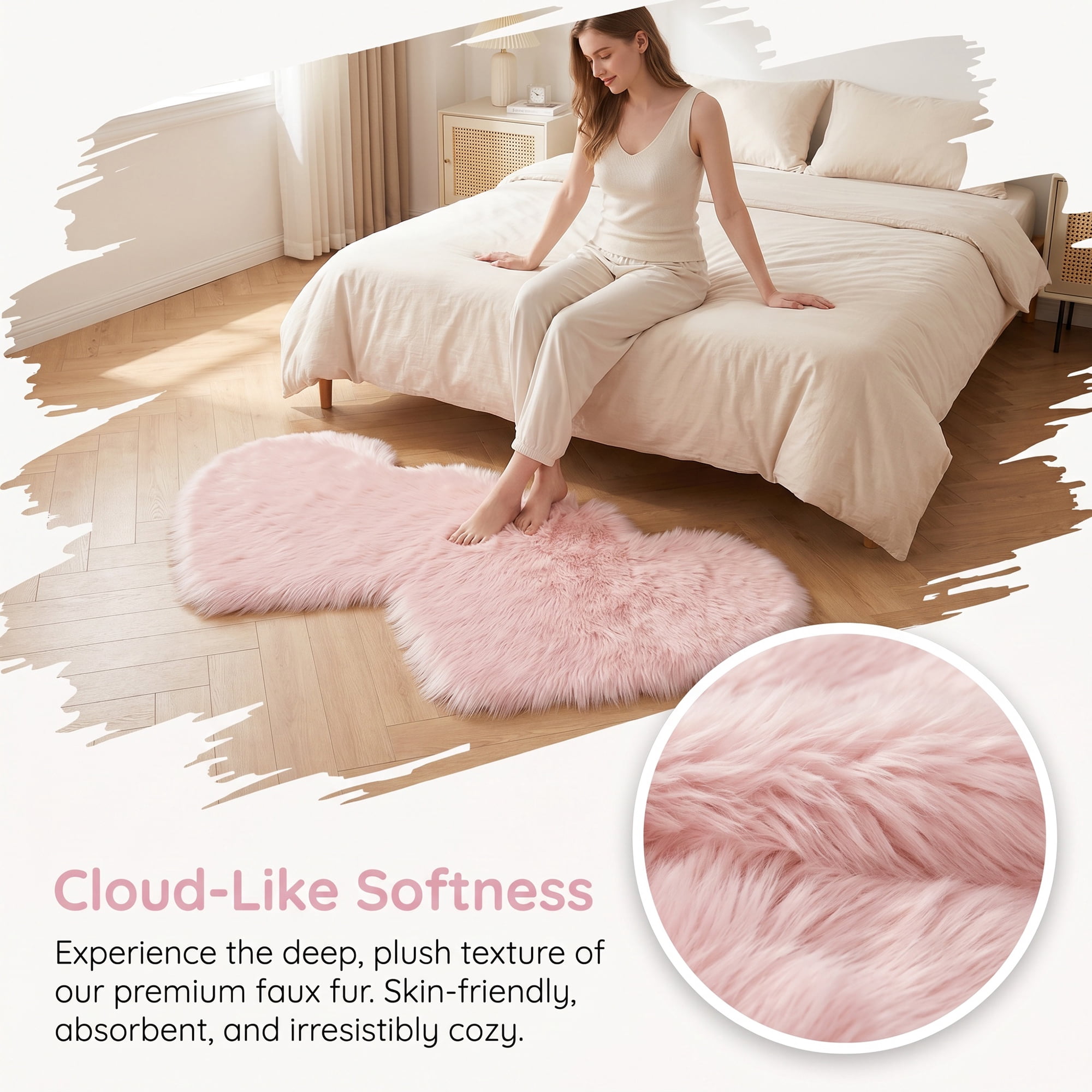 Unique Bargains Soft Fluffy Non Slip Narrow Fuzzy Shaggy Area Rug 28" x 14" Light Pink