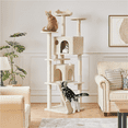 thumbnail image 3 of Alden Design 80″ Tall Multilevel Cat Tree with 2 Condos & 3 Scratching Posts for Kittens,Beige, 3 of 10
