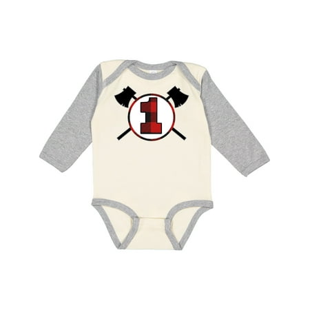

Inktastic 1st Birthday Buffalo Plaid Lumberjack Gift Baby Boy Long Sleeve Bodysuit
