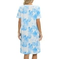 thumbnail image 6 of WBQ Nightgown for Women Short Sleeve Nightshirt V Neck Sleepwear with Pockets Printed Knee Length Nightdress House Lounge Dresses Loose Housecoat, S-2XL, 6 of 7