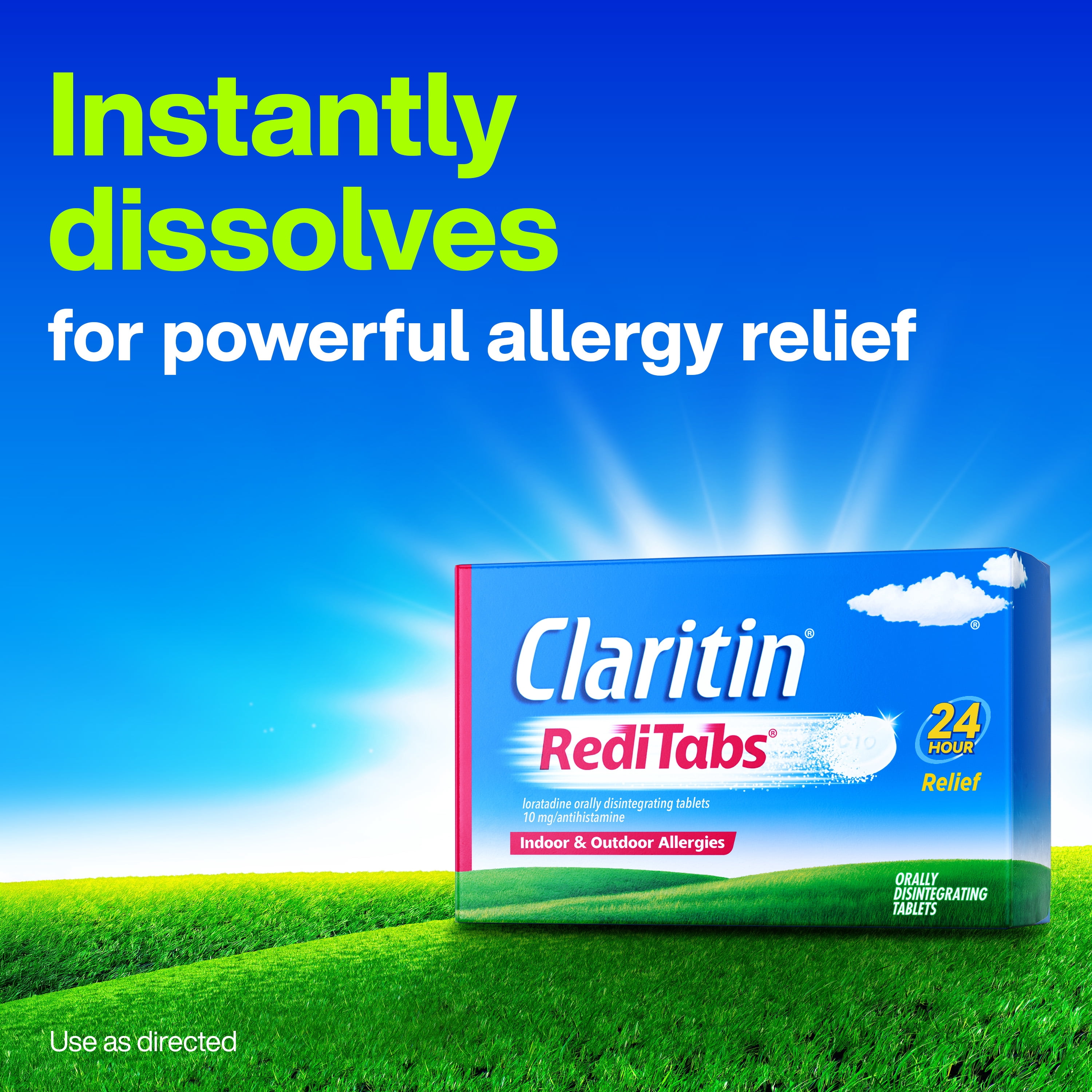 Claritin RediTabs 24 Hour Non-Drowsy Allergy Medicine, Loratadine Antihistamine Tablets, 30 Ct