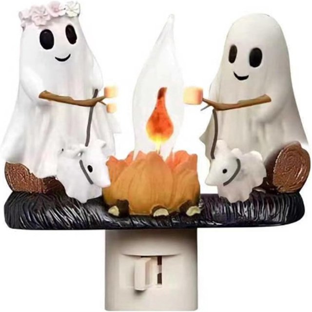 2024 Luz de noche de fogata fantasma de Halloween, luz de noche parpadeante de fogata fantasma 3D, luces de noche de fogata falsas LED, decoraciones de luz de noche de Halloween para niños, amigos, fa