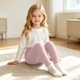 thumbnail image 6 of Klisyaur Leggings for Girl Ribbed Knit Elastic High Waist Ankle Tights Toddler Girls Stretchy Casual Comfy Warm Pants, 6 of 9